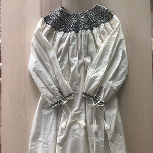 Dôen Theda Organic Cotton Mini Dress Cream XS New NWT